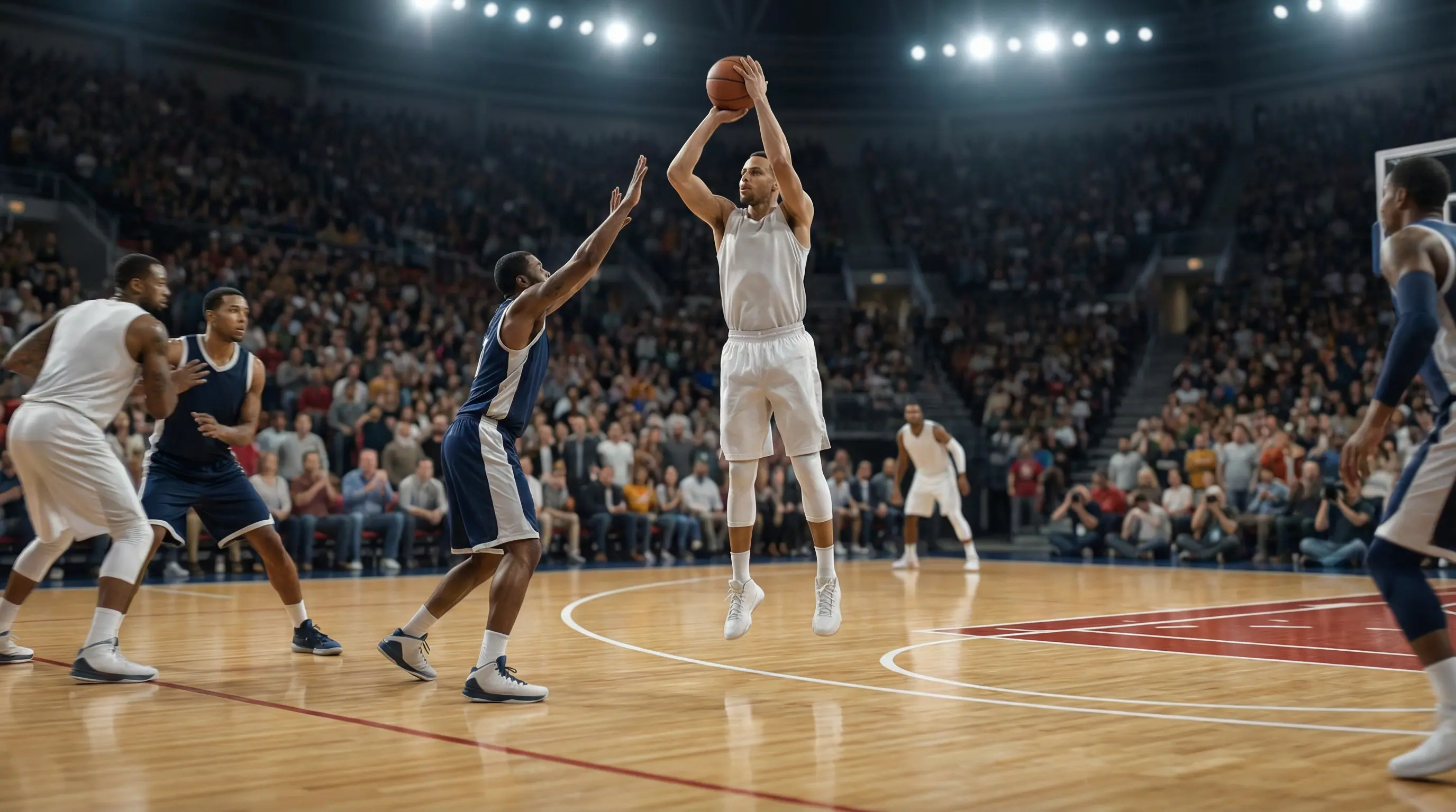 Basketball-Spielszene unter Hallenbeleuchtung – Wettarten wie Handicap und Over Under erklärt