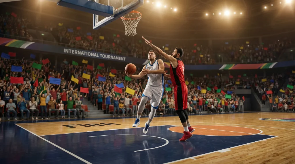 Basketball bei Olympia – Nationalmannschaftsspiel im olympischen Turnier