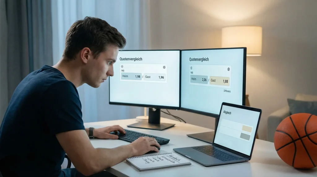 Surebets im Basketball – Quotenvergleich auf mehreren Bildschirmen